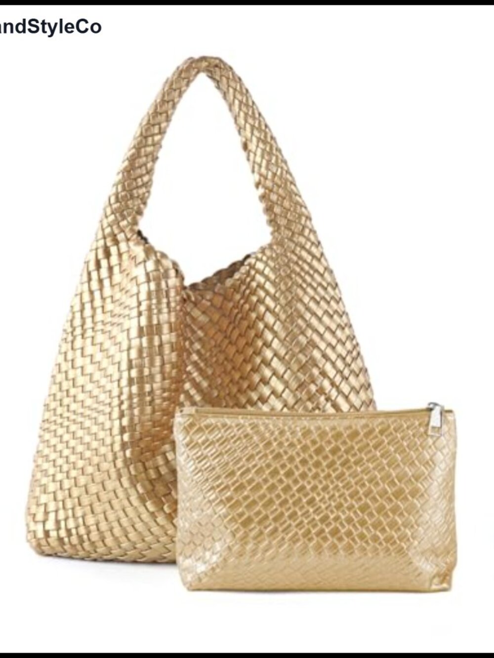 Vegan Leather Woven Tote Bag Hand-Woven Shoulder Handbag for Women